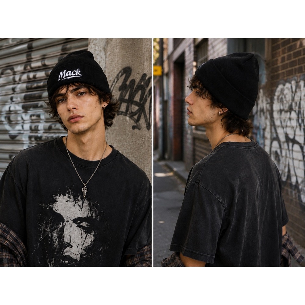Hammette Sharp Mack Trucks Beanie Mens OSFM Black E Embroidered Logo